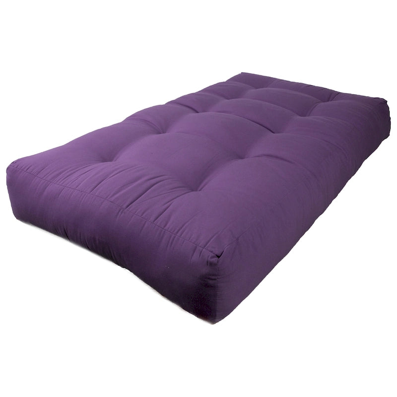 Matelas de futon en sergé tufté multicolore de 25 cm avec remplissage coton/mousse pour 1-2 personnes (taille double/grand lit/très grand lit)