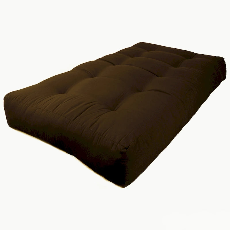 Matelas de futon en sergé tufté multicolore de 25 cm avec remplissage coton/mousse pour 1-2 personnes (taille double/grand lit/très grand lit)