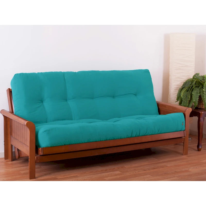 Matelas de futon en sergé tufté multicolore de 25 cm avec remplissage coton/mousse pour 1-2 personnes (taille double/grand lit/très grand lit)