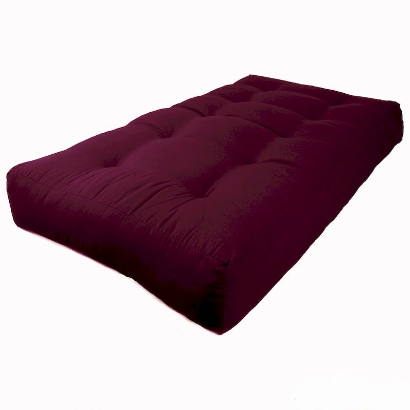 Matelas de futon en sergé tufté multicolore de 25 cm avec remplissage coton/mousse pour 1-2 personnes (taille double/grand lit/très grand lit)