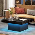Table basse carrée industrielle rustique à LED 6 couleurs avec éclairage intégré
