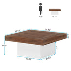 Table basse carrée industrielle rustique à LED 6 couleurs avec éclairage intégré
