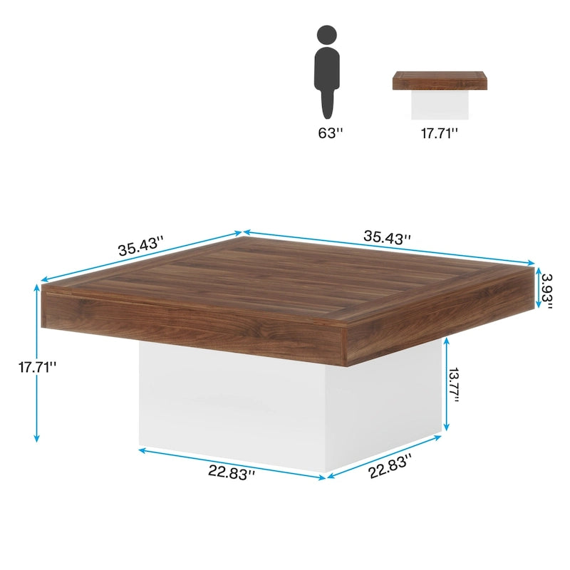 Table basse carrée industrielle rustique à LED 6 couleurs avec éclairage intégré