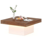 Table basse carrée industrielle rustique à LED 6 couleurs avec éclairage intégré