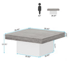 Table basse carrée industrielle rustique à LED 6 couleurs avec éclairage intégré