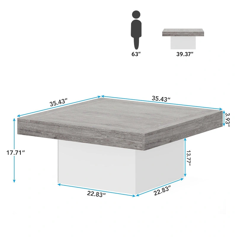 Table basse carrée industrielle rustique à LED 6 couleurs avec éclairage intégré