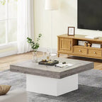 Table basse carrée industrielle rustique à LED 6 couleurs avec éclairage intégré