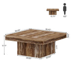 Table basse carrée industrielle rustique à LED 6 couleurs avec éclairage intégré