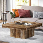 Table basse carrée industrielle rustique à LED 6 couleurs avec éclairage intégré