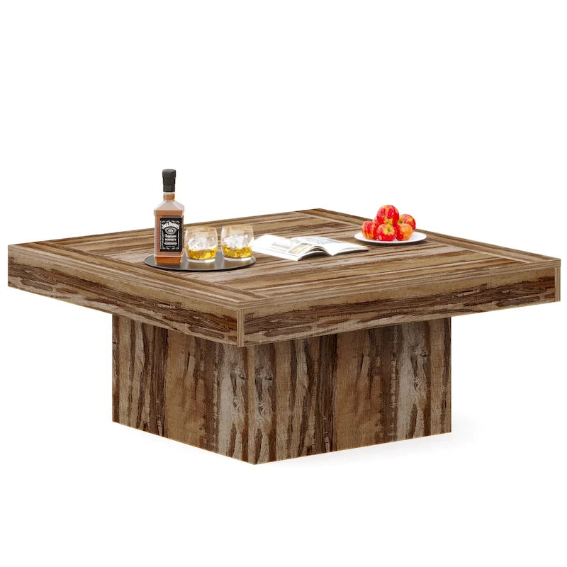 Table basse carrée industrielle rustique à LED 6 couleurs avec éclairage intégré