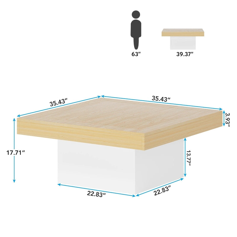 Table basse carrée industrielle rustique à LED 6 couleurs avec éclairage intégré