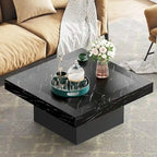 Table basse carrée industrielle rustique à LED 6 couleurs avec éclairage intégré