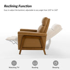 Fauteuil inclinable électrique en cuir véritable mi-siècle 3 couleurs avec port USB et repose-pieds rétractable pour 1 personne