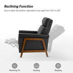 Fauteuil inclinable électrique en cuir véritable mi-siècle 3 couleurs avec port USB et repose-pieds rétractable pour 1 personne