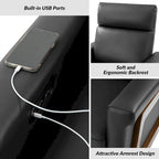 Fauteuil inclinable électrique en cuir véritable mi-siècle 3 couleurs avec port USB et repose-pieds rétractable pour 1 personne