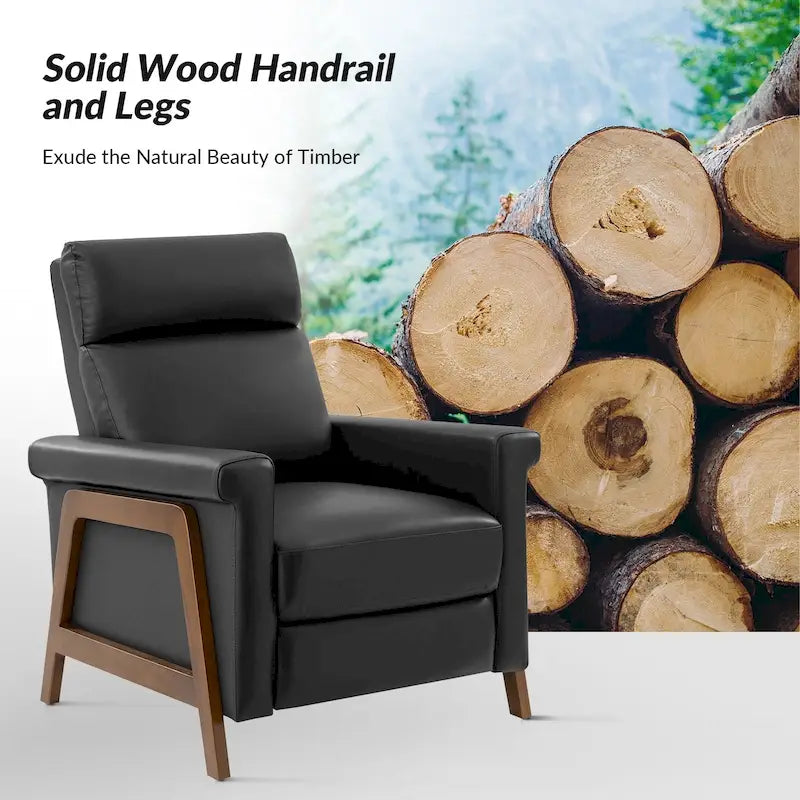 Fauteuil inclinable électrique en cuir véritable mi-siècle 3 couleurs avec port USB et repose-pieds rétractable pour 1 personne