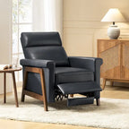 Fauteuil inclinable électrique en cuir véritable mi-siècle 3 couleurs avec port USB et repose-pieds rétractable pour 1 personne