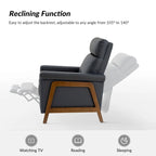 Fauteuil inclinable électrique en cuir véritable mi-siècle 3 couleurs avec port USB et repose-pieds rétractable pour 1 personne