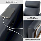 Fauteuil inclinable électrique en cuir véritable mi-siècle 3 couleurs avec port USB et repose-pieds rétractable pour 1 personne