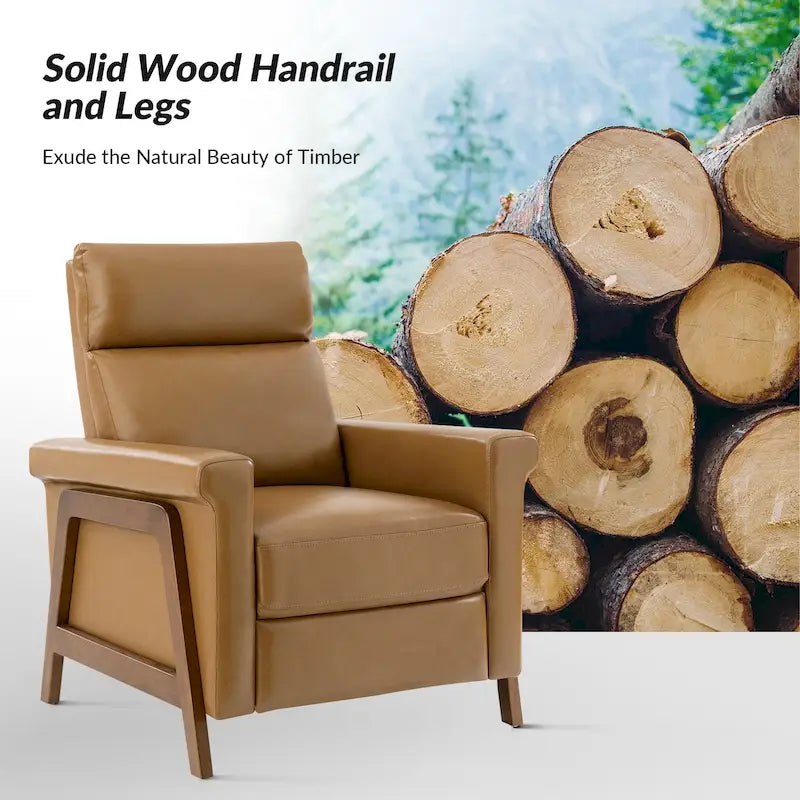 Fauteuil inclinable électrique en cuir véritable mi-siècle 3 couleurs avec port USB et repose-pieds rétractable pour 1 personne