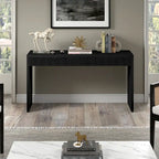 Console de 55" moderne et cannelée en grain noir et blanc d'aulne