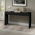 Console de 55" moderne et cannelée en grain noir et blanc d'aulne
