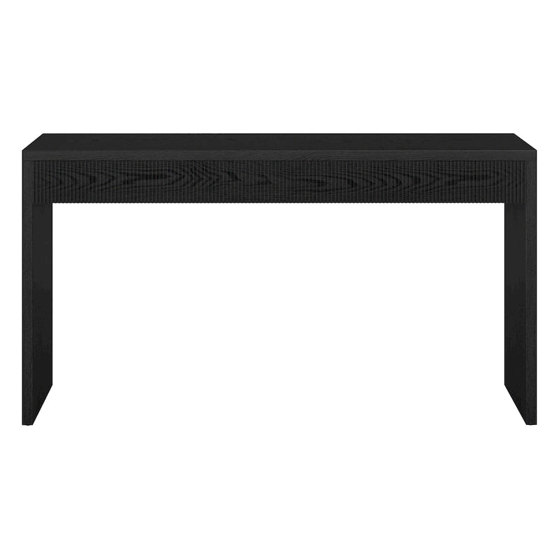 Console de 55" moderne et cannelée en grain noir et blanc d'aulne