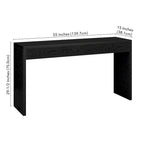 Console de 55" moderne et cannelée en grain noir et blanc d'aulne