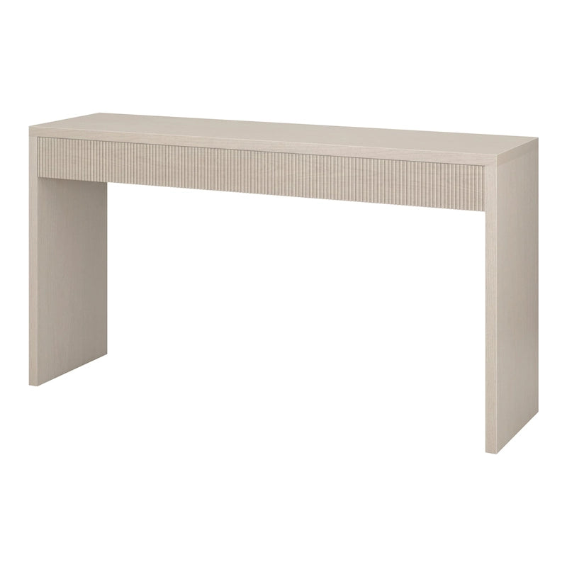 Console de 55" moderne et cannelée en grain noir et blanc d'aulne