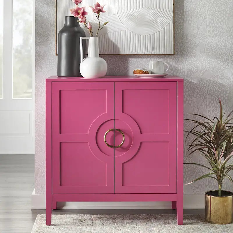 Console avec étagère indigo/noir/blanc/rose magenta/vert jade