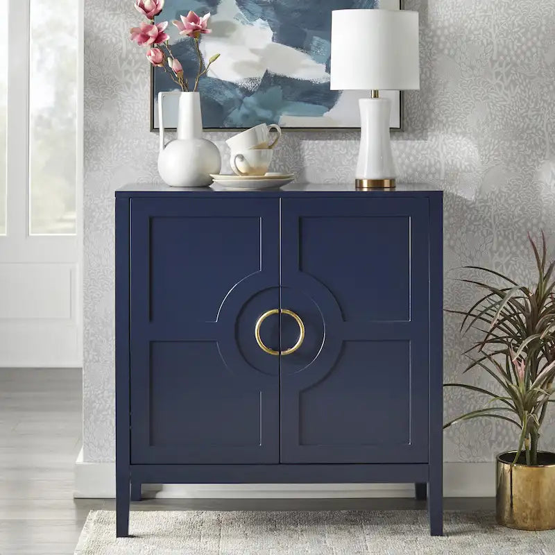 Console avec étagère indigo/noir/blanc/rose magenta/vert jade