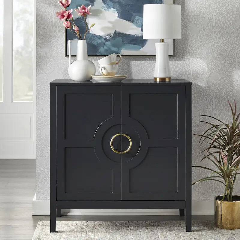 Console avec étagère indigo/noir/blanc/rose magenta/vert jade