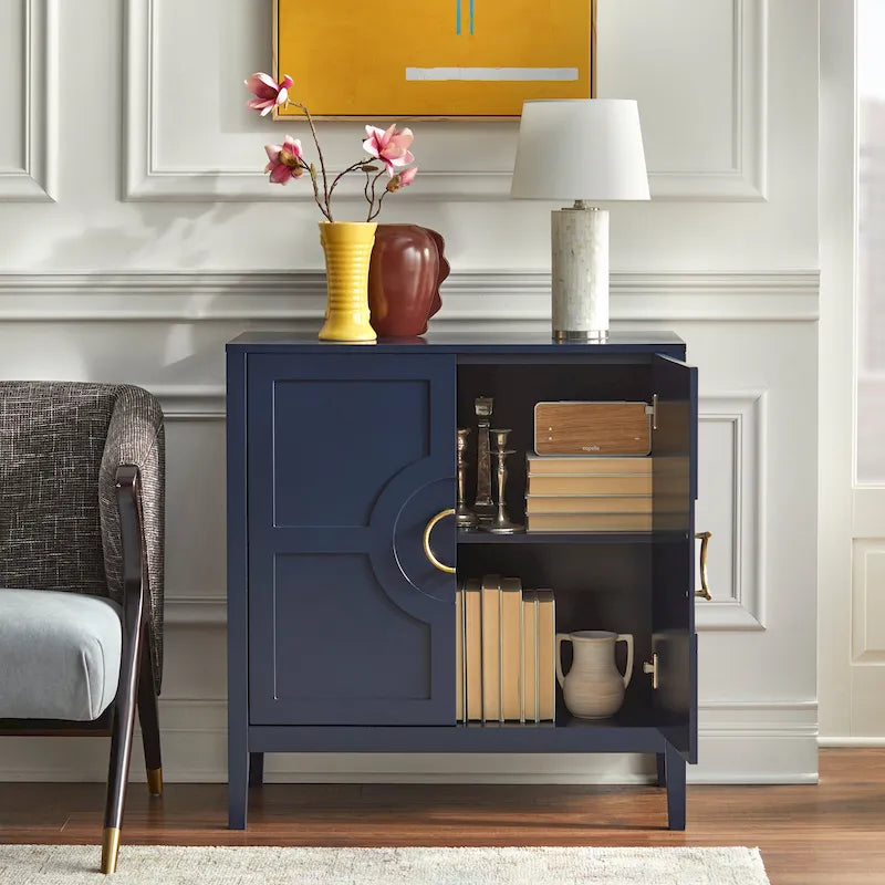 Console avec étagère indigo/noir/blanc/rose magenta/vert jade