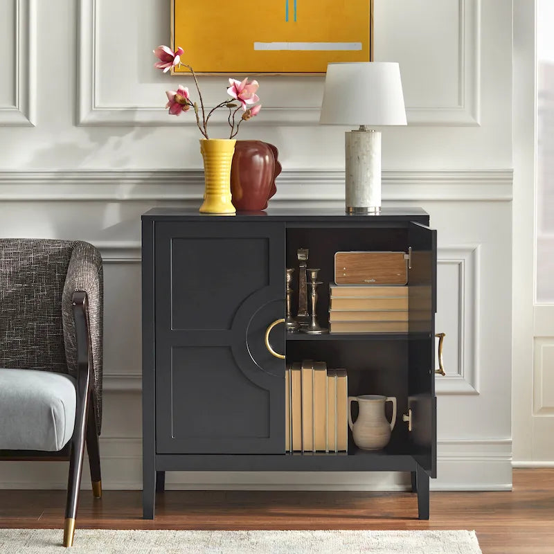 Console avec étagère indigo/noir/blanc/rose magenta/vert jade