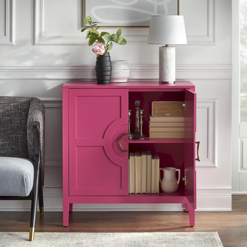 Console avec étagère indigo/noir/blanc/rose magenta/vert jade