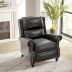Fauteuil inclinable classique en cuir PU 3 couleurs avec accoudoirs cloutés et pieds en bois pour 1 personne
