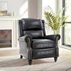 Fauteuil inclinable classique en cuir PU 3 couleurs avec accoudoirs cloutés et pieds en bois pour 1 personne