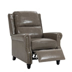 Fauteuil inclinable classique en cuir PU 3 couleurs avec accoudoirs cloutés et pieds en bois pour 1 personne