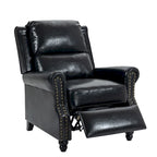 Fauteuil inclinable classique en cuir PU 3 couleurs avec accoudoirs cloutés et pieds en bois pour 1 personne