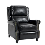 Fauteuil inclinable classique en cuir PU 3 couleurs avec accoudoirs cloutés et pieds en bois pour 1 personne