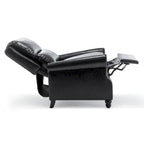 Fauteuil inclinable classique en cuir PU 3 couleurs avec accoudoirs cloutés et pieds en bois pour 1 personne