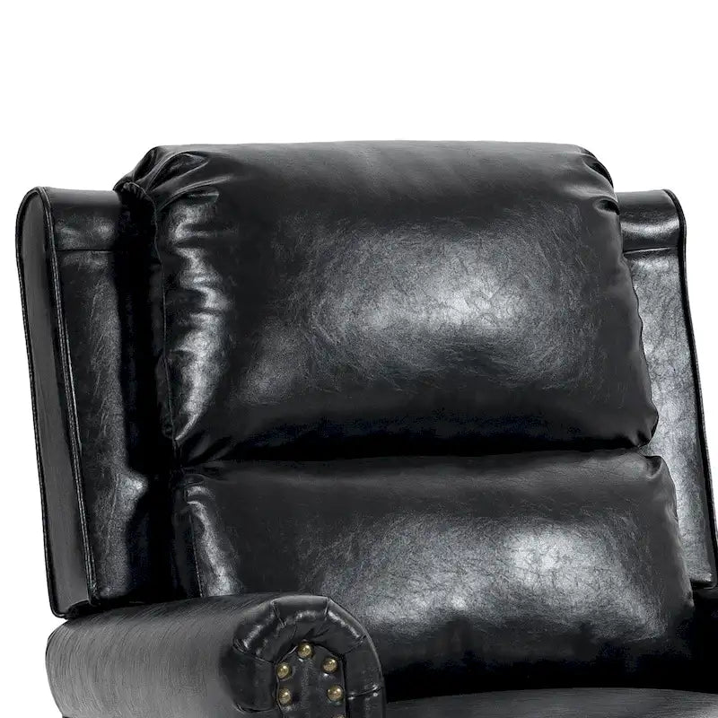 Fauteuil inclinable classique en cuir PU 3 couleurs avec accoudoirs cloutés et pieds en bois pour 1 personne