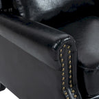 Fauteuil inclinable classique en cuir PU 3 couleurs avec accoudoirs cloutés et pieds en bois pour 1 personne