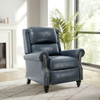 Fauteuil inclinable classique en cuir PU 3 couleurs avec accoudoirs cloutés et pieds en bois pour 1 personne