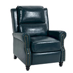 Fauteuil inclinable classique en cuir PU 3 couleurs avec accoudoirs cloutés et pieds en bois pour 1 personne