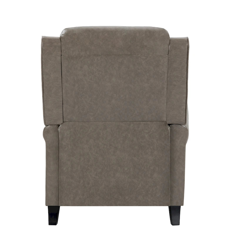 Fauteuil inclinable classique en cuir PU 3 couleurs avec accoudoirs cloutés et pieds en bois pour 1 personne
