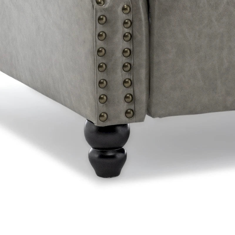 Fauteuil inclinable classique en cuir PU 3 couleurs avec accoudoirs cloutés et pieds en bois pour 1 personne