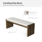 Banc rembourré de transition marron avec coussin réversible et pieds en hévéa