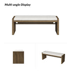 Banc rembourré de transition marron avec coussin réversible et pieds en hévéa