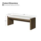 Banc rembourré de transition marron avec coussin réversible et pieds en hévéa